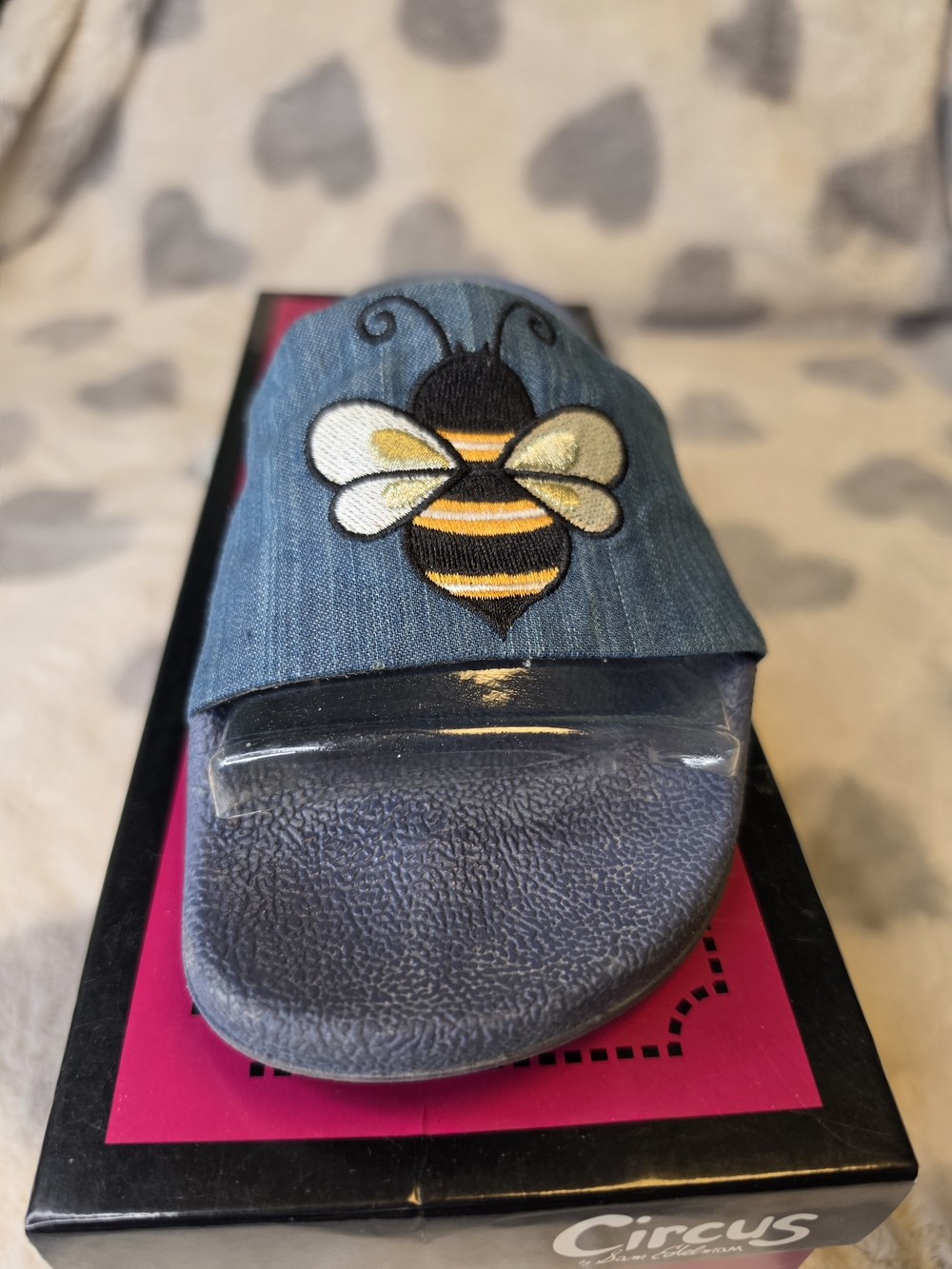 Sam Edelman Kids Navy Slide Sandals with Bee & Gold Crown - Picture 6 of 13